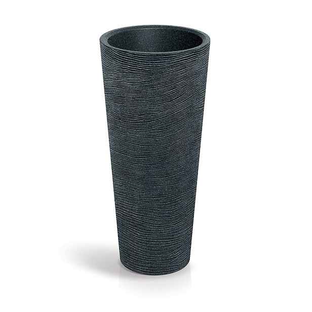 Prosperplast Plastový květináč TUBRAN ROUND SLIM I černý granit, varianta 48 cm