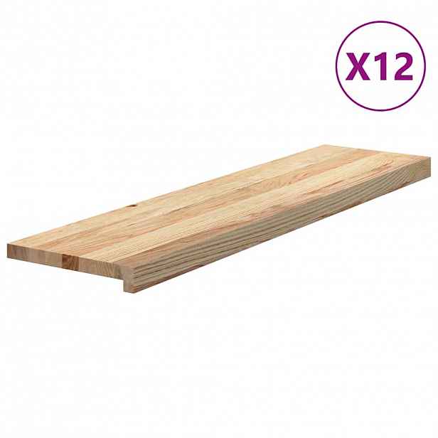 vidaXL Nášlapy na schody 12 ks neošetřené 100x25x2 cm masivní dub