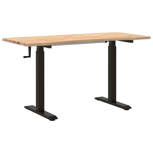 vidaXL Stůl Černá a přírodní 140 x 60 cm Masivní dubové dřevo