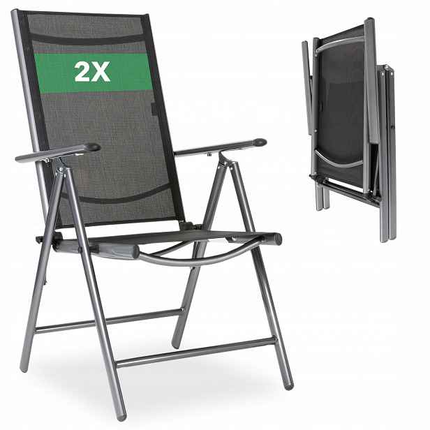 Zahradní židle Arebos z hliníku, černá, 2 ks, Komplet