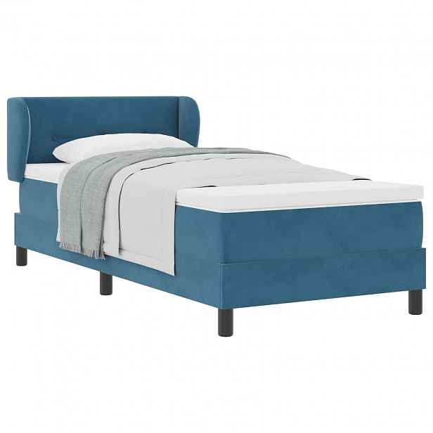 vidaXL Postel s boxspringem s čelo Tmavě moddrá 90 x 200 cm samet
