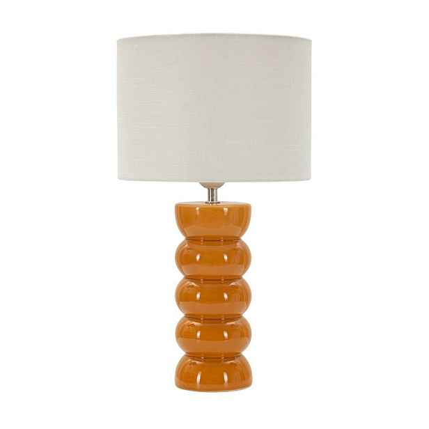 Keramická stolní lampa v hořčicové barvě/bílá s textilním stínidlem (výška 46 cm) Torr – Mauro Ferretti