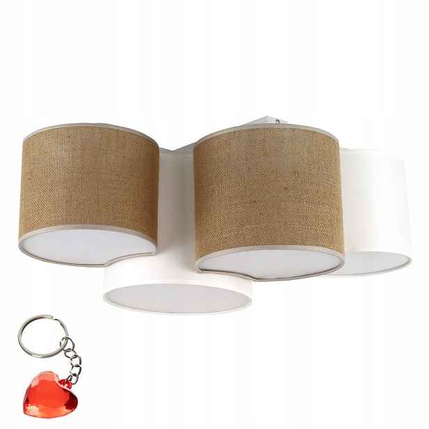 Stropní Svítidlo Stropní Svítidlo Lustr Bílá Juta 4xE27 Moderní Mona Tk Lighting