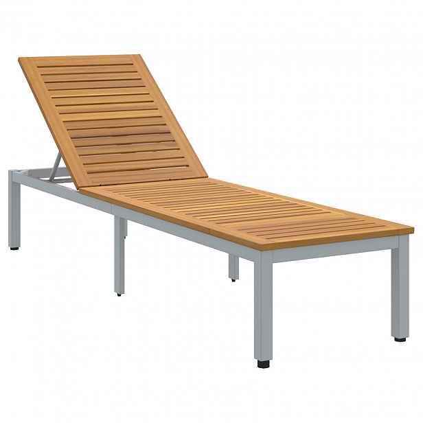 vidaXL Zahradní lehátko Šedá 200 x 55 x 35 cm Masivní akátové dřevo