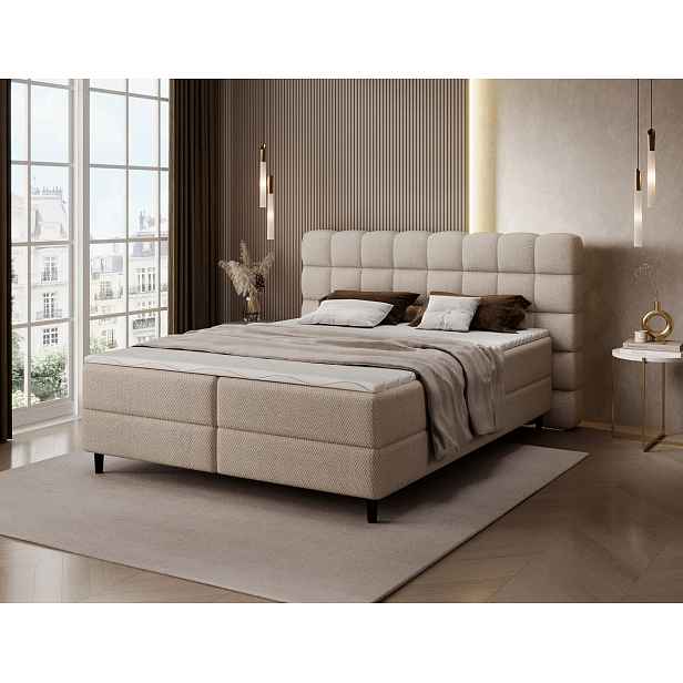 Boxspringová postel 140x200 MIRELLO - světle béžová