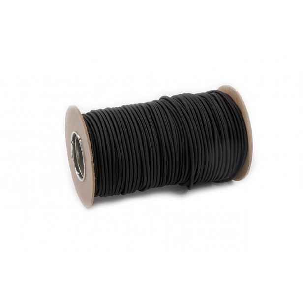 Elastické gumové lanko černé 6 mm 100 m, expandér, silná šňůra na plachty