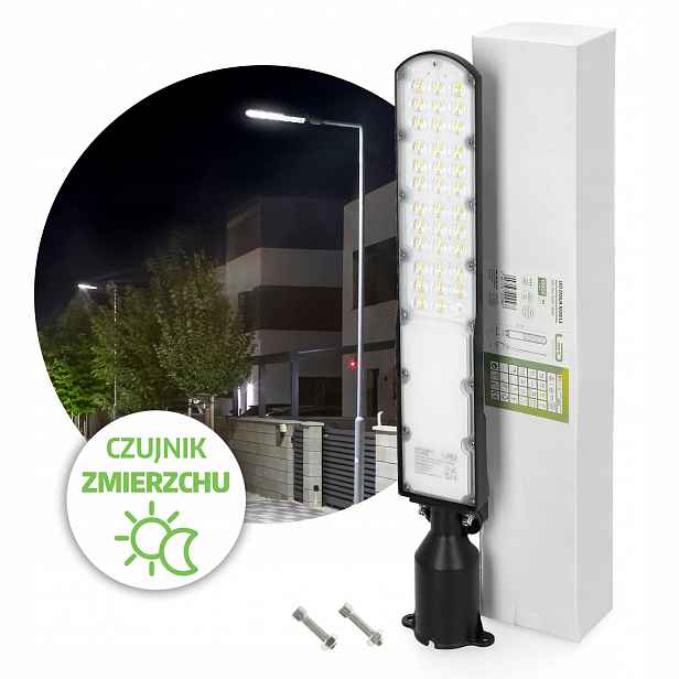 Led pouliční lampa 100W 4000K IP65 IK08 se senzorem soumraku