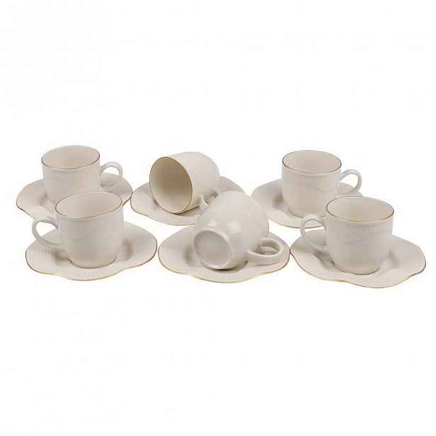 Sada 6 porcelánových šálků s podšálky Kutahya Rullio