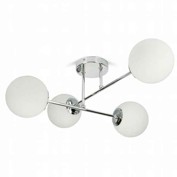 Stropní Svítidlo Lustr Stropní Svítidlo Chrom Skleněné Bílé Kule Glass W4 Led G9
