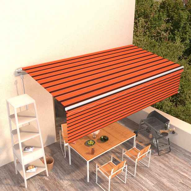 Automatická markýza s roletou 450x300 cm Dekorhome Hnědá / oranžová