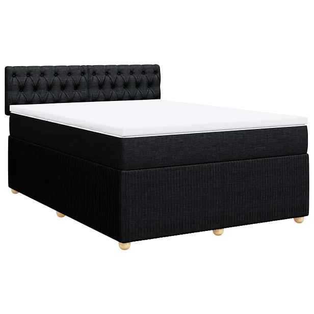 vidaXL Box spring postel s matrací černá 160x200 cm textil