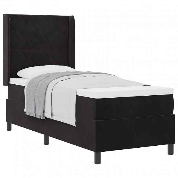 vidaXL Postel s boxspringem s čelo Černá 80 x 200 cm samet