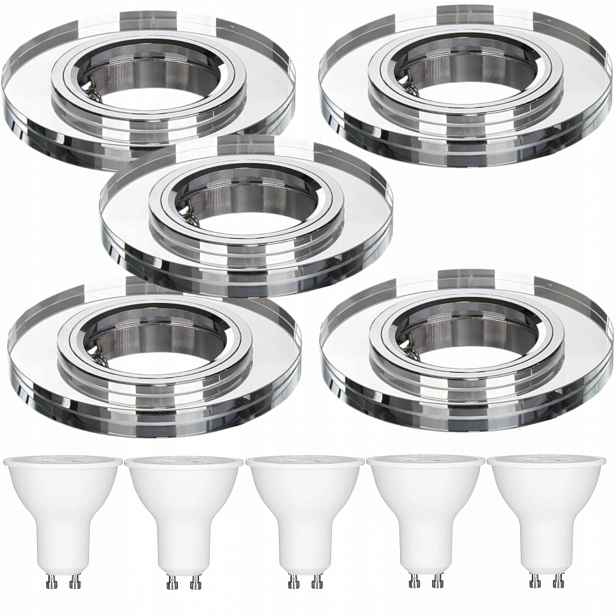 5x Skleněné Stropní Svítidlo Zapuštěné Do Stropu Křišťál 10W Led Žárovky