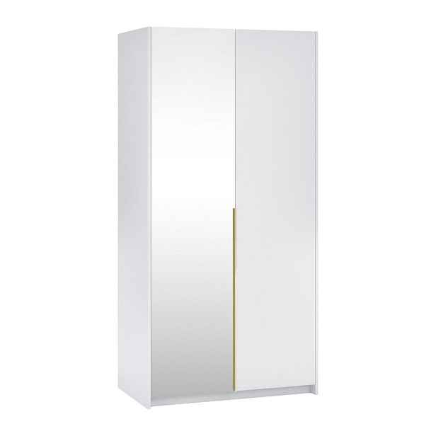 MASSENO ŠATNÍ SKŘÍŇ S OTOČNÝMI DVEŘMI THALIA, 100/204/58 cm 2dveřová se zrcadlem, bílá