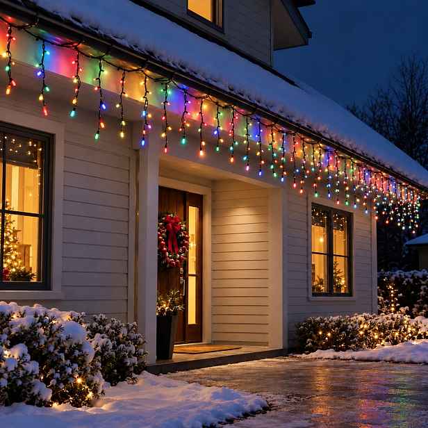 Rampouchy 300 Led Závěs Venkovní Osvětlení Barevné 14 m Silné barevné diody