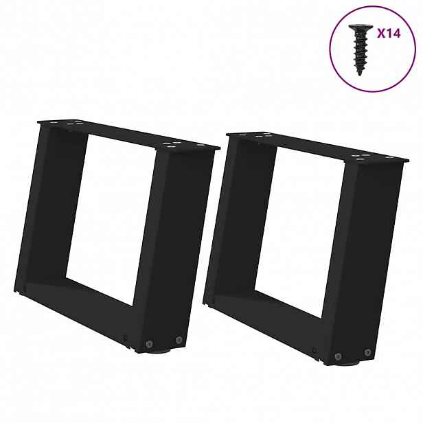 vidaXL Nohy konferenčního stolku ve tvaru U, 2 ks, černé, 40 x (30-31) cm, ocel