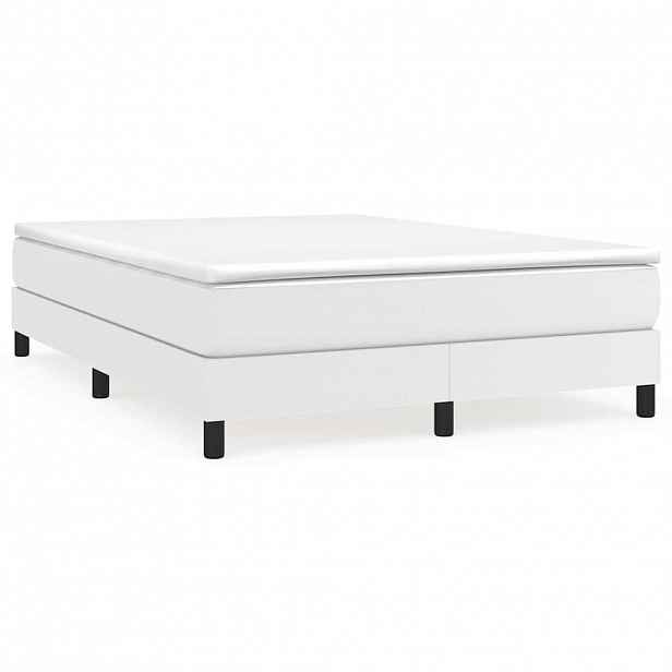 vidaXL Box spring postel s matrací bílá 140x200 cm umělá kůže