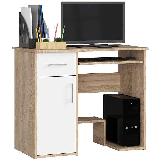 Ak furniture Volně stojící psací stůl Jay 90 cm dub sonoma/bílý