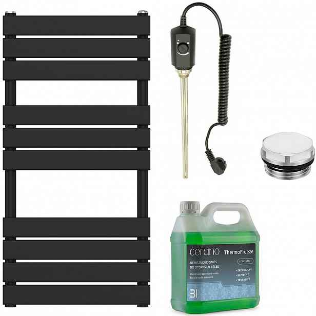 Koupelnový elektrický radiátorový set Claude - 300W - černá matná - 1000x500 mm