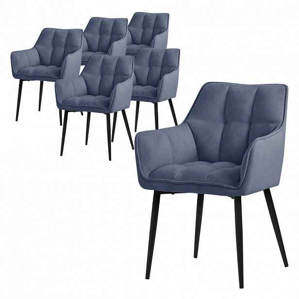 ML-DESIGN JÍDELNÍ ŽIDLE, SADA 6 KS, modrá, froté