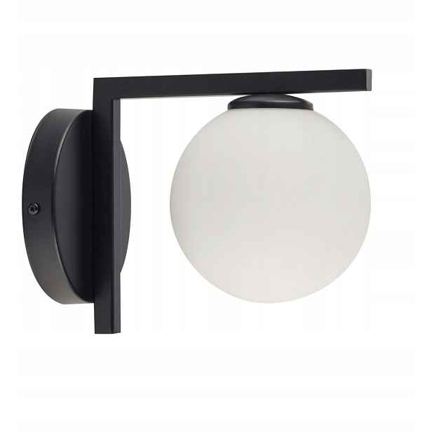 Moderní černá dekorativní nástěnná lampa s bílou koulí do obývacího pokoje Sigma