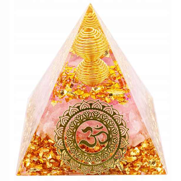Pyramida Orgonit Pyramida Růžový Křišťál Symbol Om Pohoda 6 cm