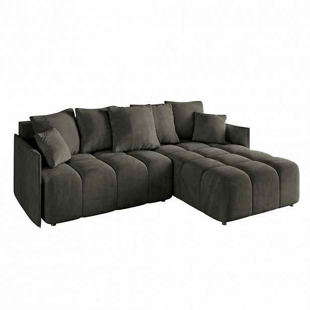 ALTDECOR ROHOVÁ SEDACÍ SOUPRAVA s otomanem vpravo LONLI-L 251x189x68 černý velur