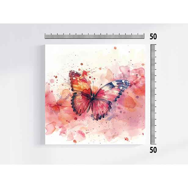 Obraz Na Plátně Canvas Akvarel Malířství Barva Hmyz Červený Motýl 50x50