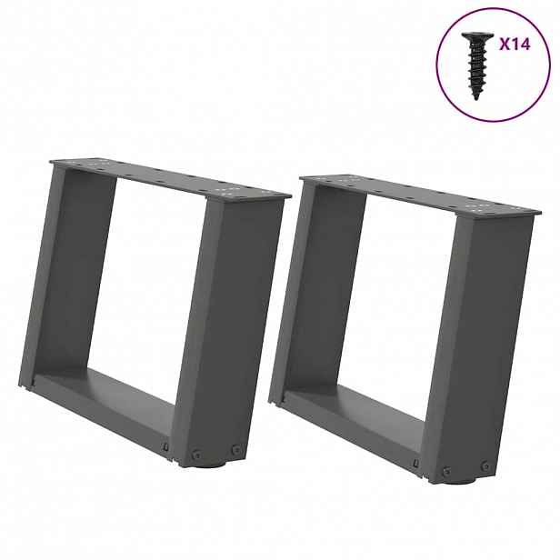 vidaXL Nohy konferenčního stolku ve tvaru U 2 ks antracitové 40 x (30-31) cm ocelové