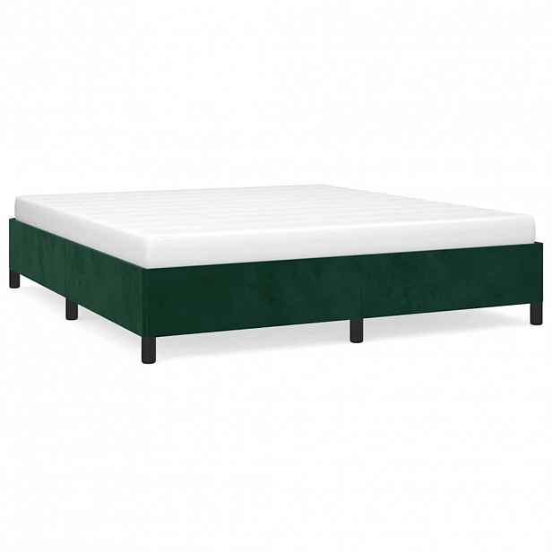 vidaXL Rám postele bez matrace tmavě zelená 160 x 200 cm samet