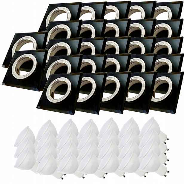 27x Černá Stropní Lampa Halogenová Objímka Sklo Led Žárovky 5W