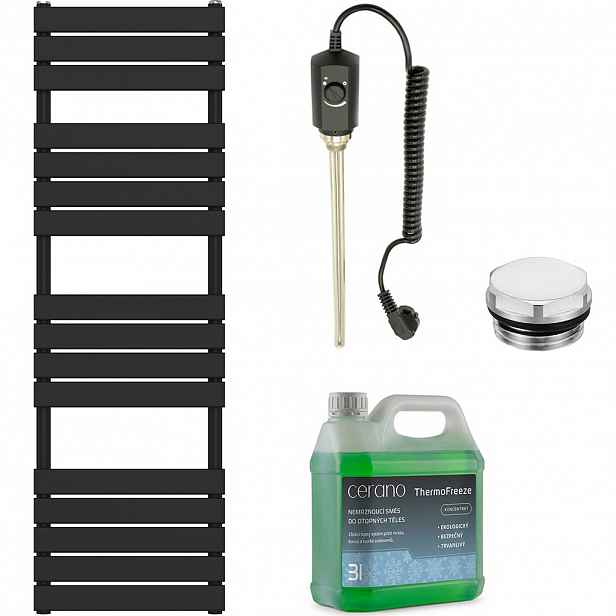 Koupelnový elektrický radiátorový set Claude - 600W - černá matná - 1600x500 mm