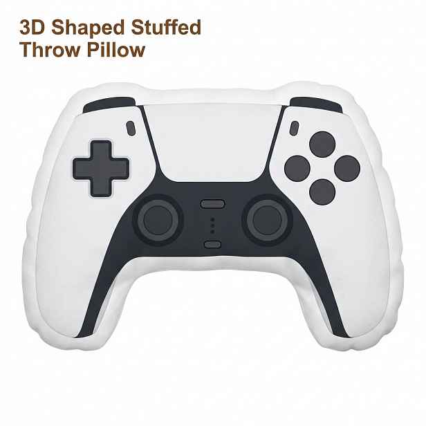 TEMU Polštář ve tvaru 3D herního ovladače, joysticku, konzole pro videohry, plyšový dekorativní polštář na dárek, do ložnice, na pohovku, do pokoje,