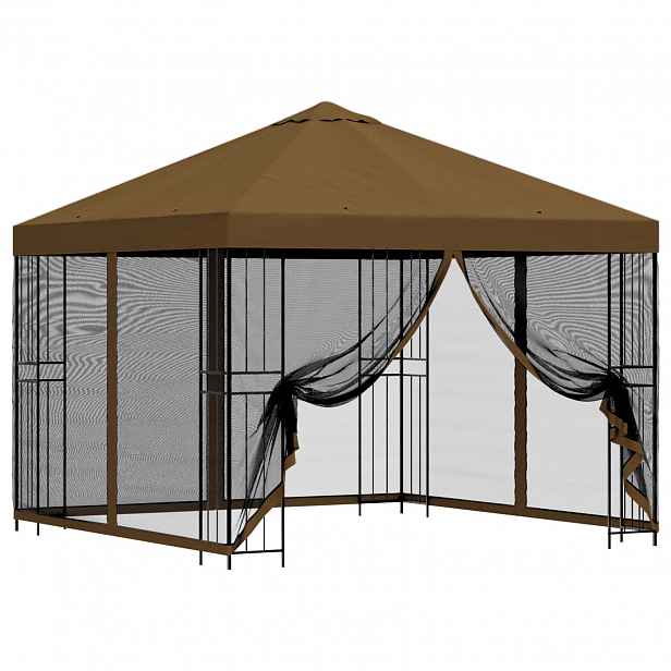 vidaXL Zahradní altán se stěnami 3 x 3 m Taupe Polyester a ocel