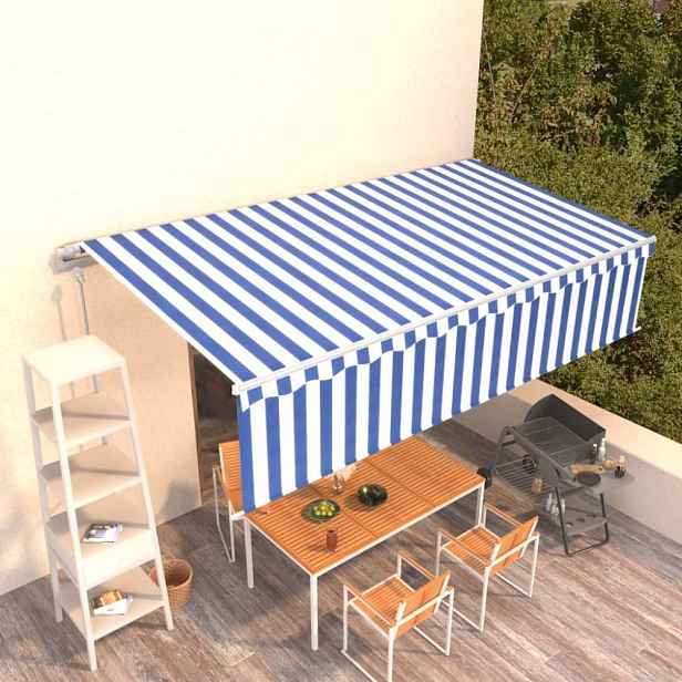 Automatická markýza s roletou 400x300 cm Dekorhome Bílá / modrá