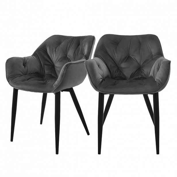 ML-DESIGN JÍDELNÍ ŽIDLE, sada 2 ks, antracitový samet