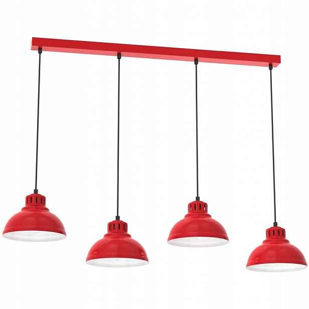Červená čtyřbodová závěsná lampa na liště Sven 9228 Luminex