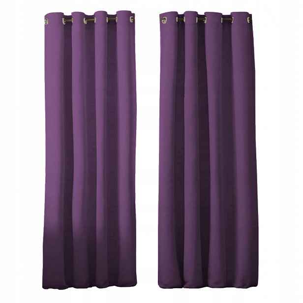 Komplet Závěsy Hotové Panama na Oka 145x250 matné záclony c. vřes