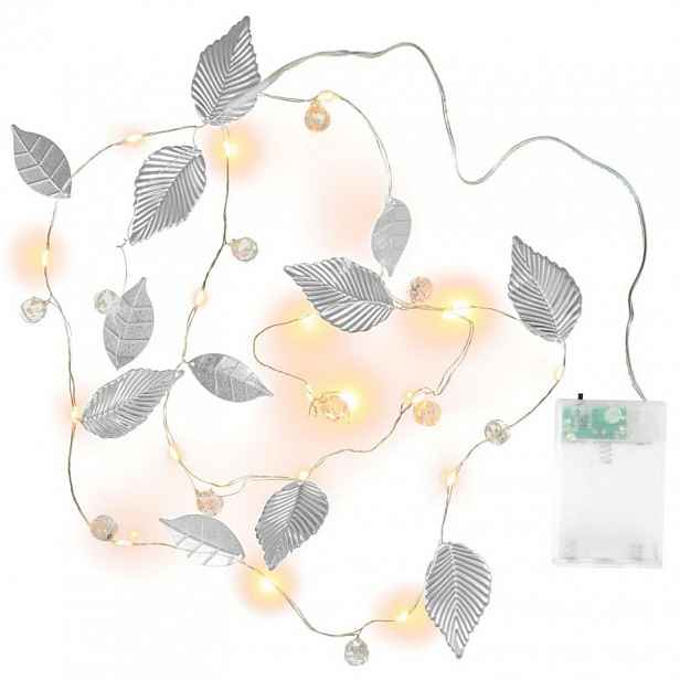 Nexos  86925 Osvětlení perly a stříbrné listy, 20 LED, teplá bílá