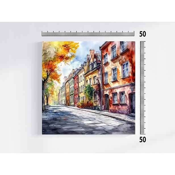 Obraz Na Plátně Canvas Město Domy Kamení Ulice Stromy Podzim 50x50