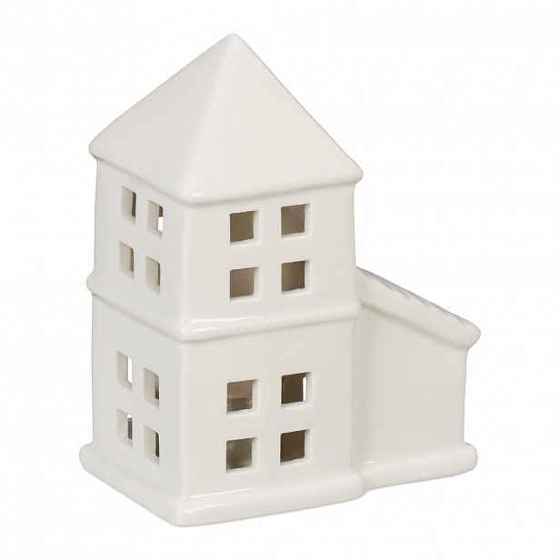 Relaxdays SVÍCEN Bílý porcelánový domeček 11,5 cm