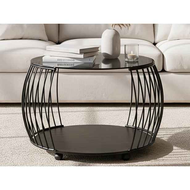 Kulatý konferenční stolek Shanghai, černý/šedý