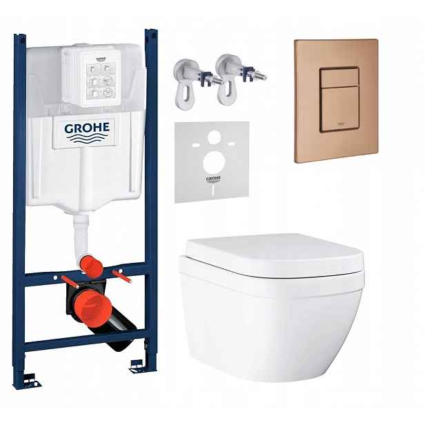 Podomítkový Wc set Stelaz S Wc mísou Grohe Euro Ceramic Tlačítko