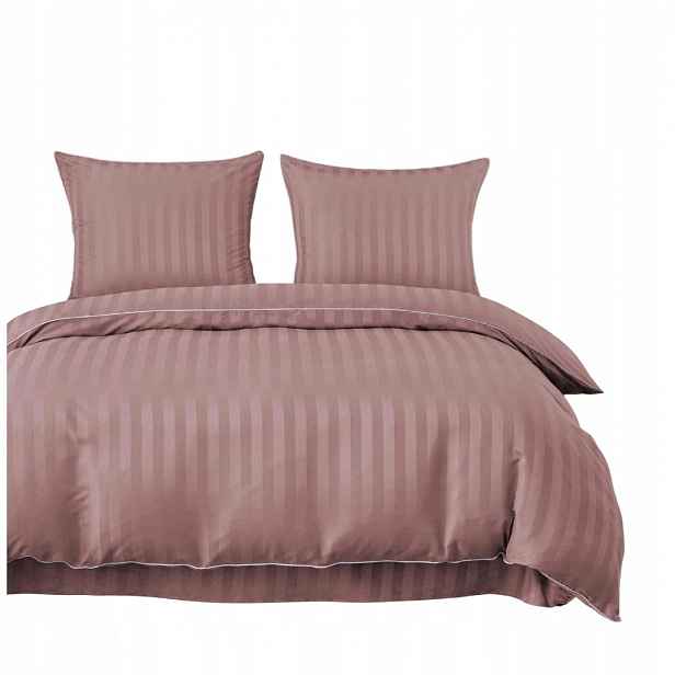 Povlečení s lamovkou 160x200 2x70x80 Pudrová Růžová Adamášková Pásy Elegantní
