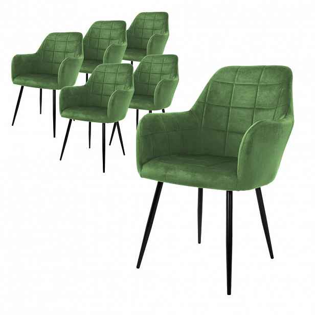 ML-DESIGN JÍDELNÍ ŽIDLE, sada 6 ks, šalvějový samet