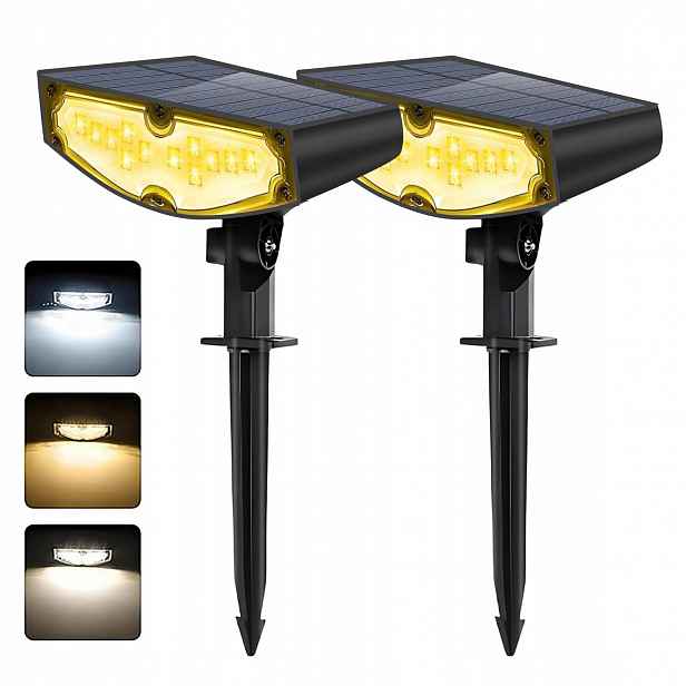 2x Solární lampa s pohybovým senzorem, 3 nastavitelné režimy osvětlení IP67