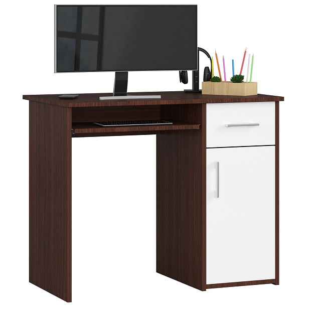 Ak furniture Volně stojící psací stůl Pin 90 cm wenge/bílý