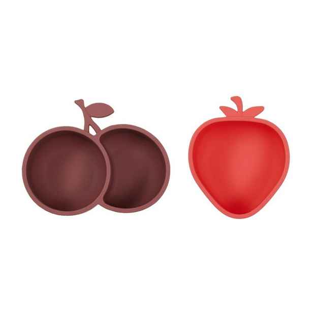 Červené/hnědé silikonové dětské misky v sadě 2 ks Yummy – OYOY Mini