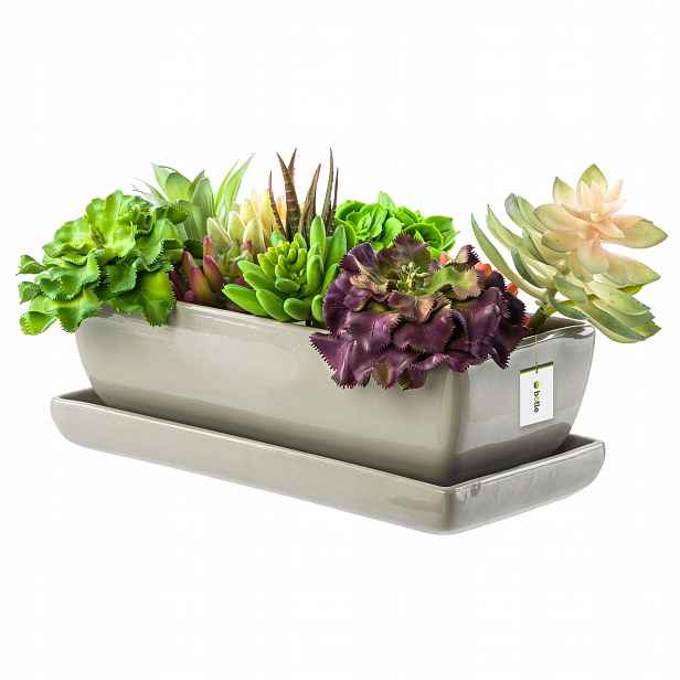 Kaktusová květináč Keramika šedá eco 29 Cm podstavec sukulenty kaktusy