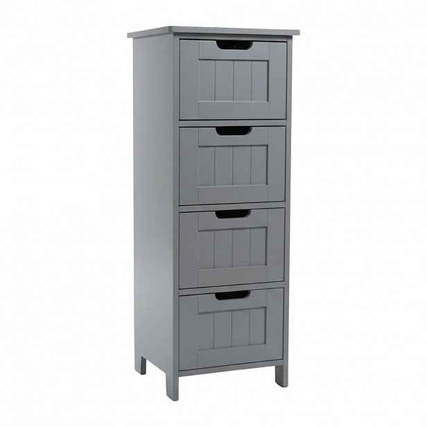 Relaxdays SKŘÍŇKA Šedá koupelnová MDF 4 zásuvky 82 cm